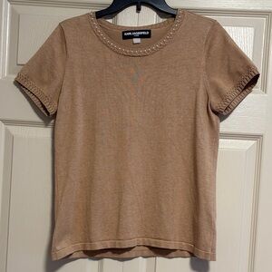 Karl Lagerfeld Beige Short Sleeve Top